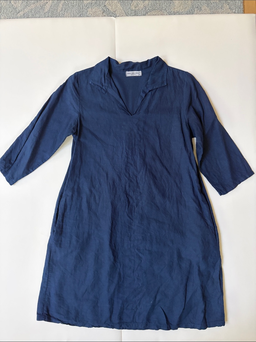 Relaxed Navy V-Neck Mini Dress by Soft Surroundings